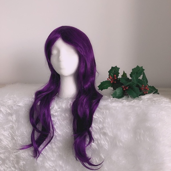Long Wavy Wig 28 inch Natural Heat Resistant Fiber Cosplay Full Wig Purple - Picture 2 of 4